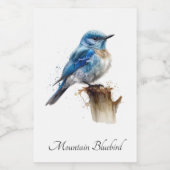 Schattigee Little Mountain Bluebird Waterverf, op  Voedselcontainer Etiket (Enkel label)