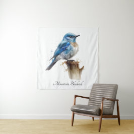 Schattigee Little Mountain Bluebird Waterverf, op  Wandkleed