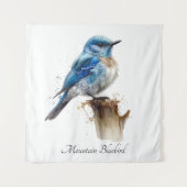 Schattigee Little Mountain Bluebird Waterverf, op  Wandkleed (Voorkant)