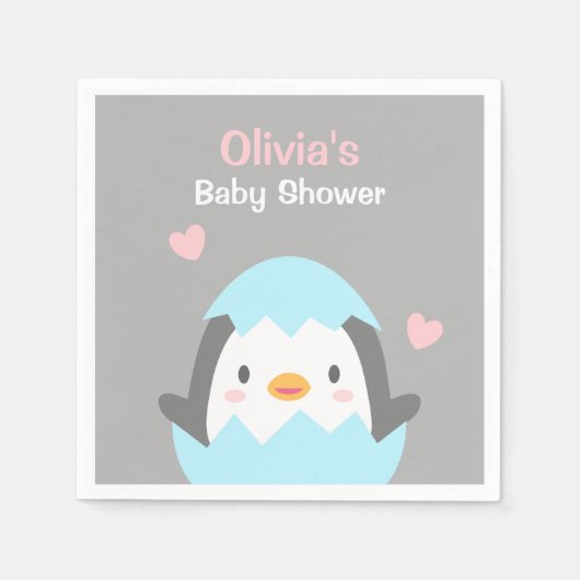 Schattigee Little Penguin Baby shower Party servet (Voorkant)