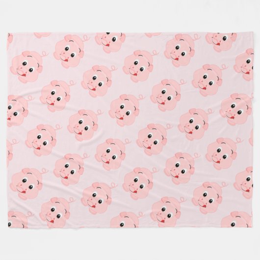 Schattigee Little Pink Piggy Fleece Deken (Voorkant (Horizontaal))