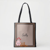 Schattigee Little Pink Piggy gepersonaliseerd Tote Bag (Voorkant)