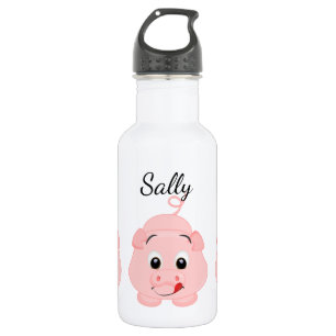 Schattigee Little Pink Piggy gepersonaliseerd Waterfles