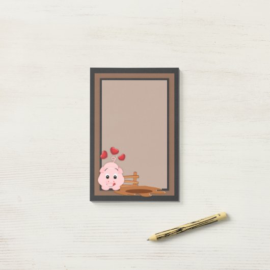 Schattigee Little Pink Piggy Post-it® Notes (Op bureau)