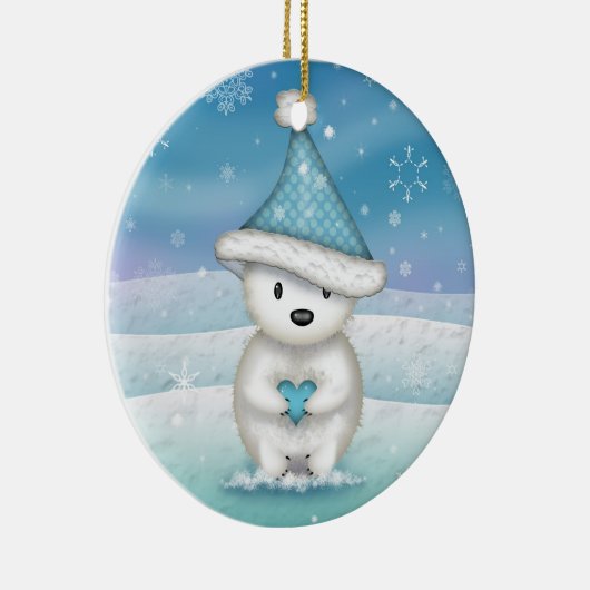 Schattigee Little Polar Beer kerstversiering Keramisch Ornament (Rechts)