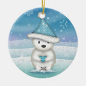 Schattigee Little Polar Beer kerstversiering Keramisch Ornament (Voorkant)