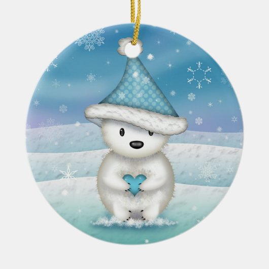 Schattigee Little Polar Beer kerstversiering Keramisch Ornament (Voorkant)