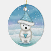 Schattigee Little Polar Beer kerstversiering Keramisch Ornament (Links)