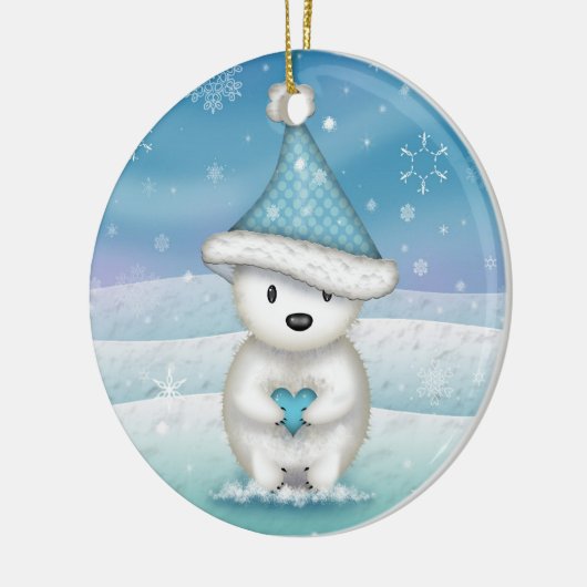 Schattigee Little Polar Beer kerstversiering Keramisch Ornament (Links)