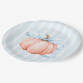Schattigee Little Pumpkin Blue Bow Baby shower Papieren Bordje (Gekanteld)