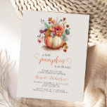 Schattigee Little Pumpkin Floral Herfst Baby showe Briefkaart<br><div class="desc">Deze leuke baby shower uitnodiging beschikt over een waterverf pompoen vol met herfst en gebladerte boven de woorden "een beetje pompoen is op de weg, " met het woord "pompoen" in oranje handschrift script versierd met curlicues in navolging van pompoen wijnstokken. Personaliseer de tekst met de naam van de aanstaande...</div>