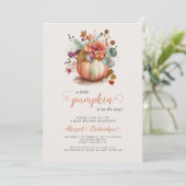 Schattigee Little Pumpkin Floral Herfst Baby showe Kaart (Staand voorkant)