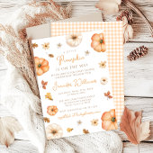 Schattigee Little Pumpkin Gingham Herfst Baby show Kaart