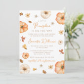 Schattigee Little Pumpkin Gingham Herfst Baby show Kaart (Staand voorkant)