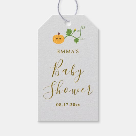 Schattigee Little Pumpkin Herfst Baby shower Cadeaulabel (Voorkant)