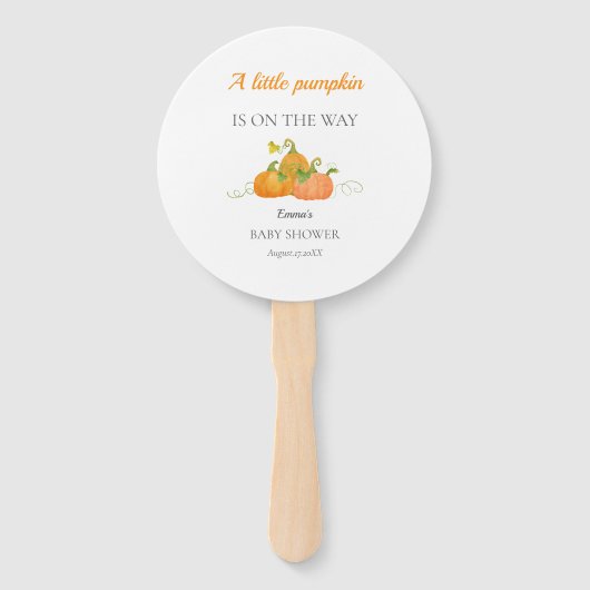 Schattigee Little Pumpkin Herfst Baby shower Handwaaier (Voorkant)