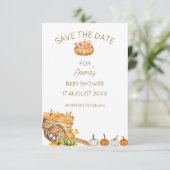 Schattigee Little Pumpkin Herfst Baby shower Kaart (Staand voorkant)