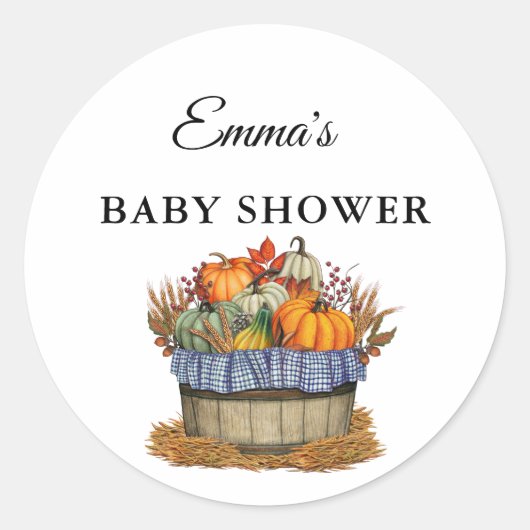 Schattigee Little Pumpkin Herfst Baby shower Ronde Sticker (Voorkant)