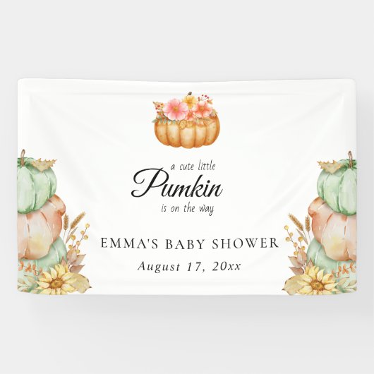 Schattigee Little Pumpkin Herfst Baby shower Spandoek (Horizontaal)