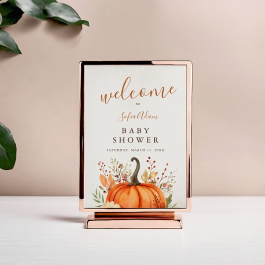 Schattigee Little Pumpkin Herfst Herfst Baby showe Reclamebord Met Voetstuk