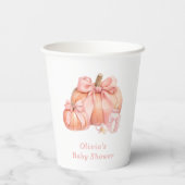 Schattigee Little Pumpkin Pink Bow Baby shower Papieren Bekers (Achterkant)