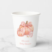 Schattigee Little Pumpkin Pink Bow Baby shower Papieren Bekers (Voorkant)