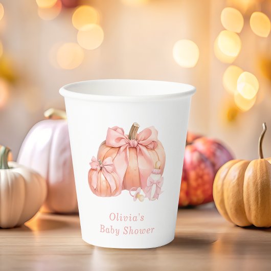 Schattigee Little Pumpkin Pink Bow Baby shower Papieren Bekers