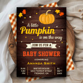 Schattigee Little Pumpkin Rustic Baby shower Invit Kaart