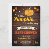 Schattigee Little Pumpkin Rustic Baby shower Invit Kaart (Voorkant)