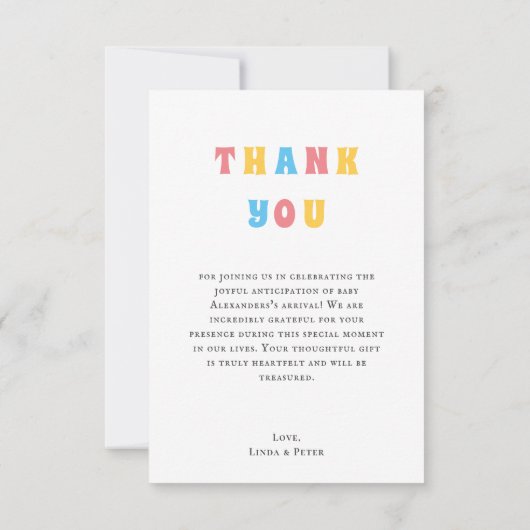 Schattigee Little Ray of Sunshine Baby shower Bedankkaart (Achterkant)