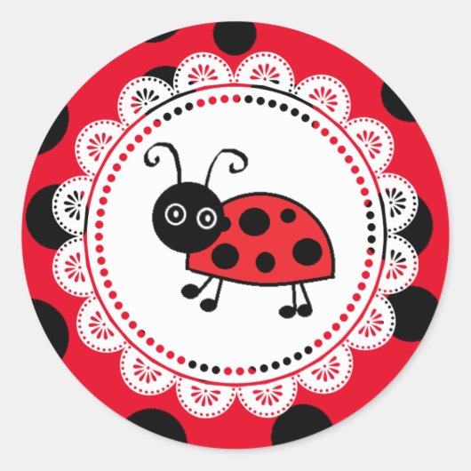 Schattigee Little Red en BlackLadybug Ronde Sticker (Voorkant)