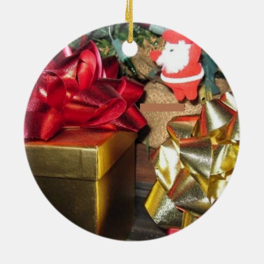 Schattigee Little Santa & Gifts Kerstversiering Keramisch Ornament (Achterkant)