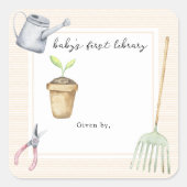 Schattigee Little Sprout Baby's eerste bibliotheek Vierkante Sticker (Voorkant)