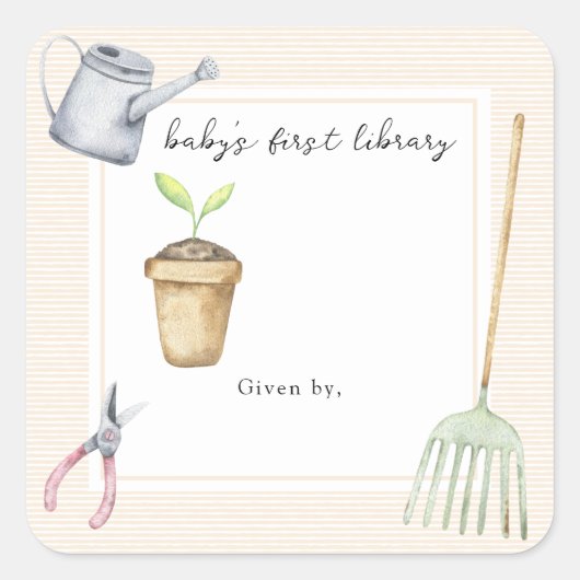 Schattigee Little Sprout Baby's eerste bibliotheek Vierkante Sticker (Voorkant)