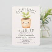 Schattigee Little Sprout Spring Baby shower Uitnod Kaart (Staand voorkant)