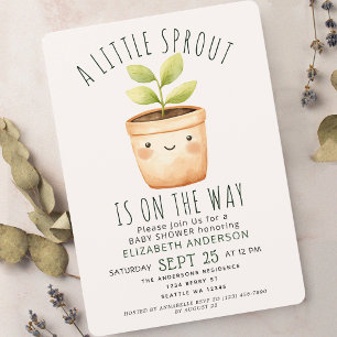 Schattigee Little Sprout Spring Baby shower Uitnod Kaart