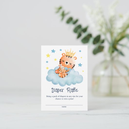 Schattigee Little Tiger Baby shower Luier Raffle Informatiekaartje (Staand voorkant)