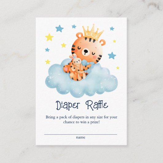 Schattigee Little Tiger Baby shower Luier Raffle Informatiekaartje (Voorkant)