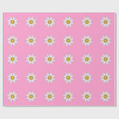 Schattigee Little White Daisies op Roze Cadeaupapier (Vlak)