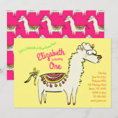 Schattigee Llama Alpaca 1e verjaardagsfeest Kinder Kaart (Voorkant / Achterkant)