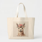 Schattigee Llama Alpaca en Flower zeggen Liefde Grote Tote Bag (Voorkant)