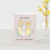 Schattigee Llama Alpaca Grappige Dierenwoordspelin Kaart (Gele Bloem)