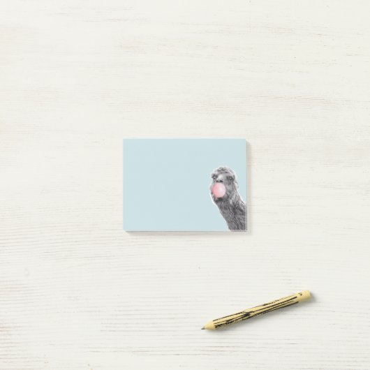 Schattigee Llama Alpaca met Bubble Gum Post-it® Notes (Op bureau)
