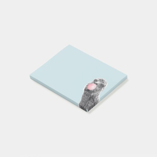Schattigee Llama Alpaca met Bubble Gum Post-it® Notes (Schuin)