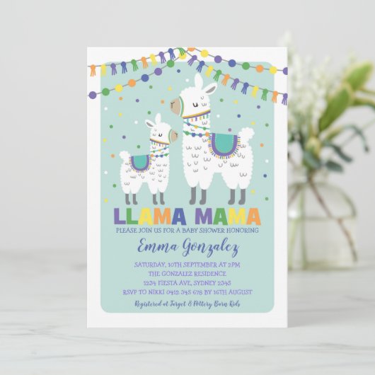 Schattigee Llama Baby shower Alpaca Baby Boy Llama Kaart (Staand voorkant)