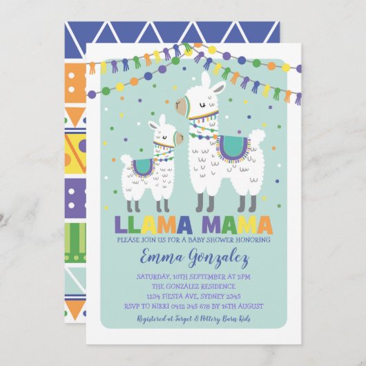 Schattigee Llama Baby shower Alpaca Baby Boy Llama Kaart (Voorkant / Achterkant)