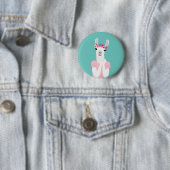 Schattigee Llama Badge Pin Button (In situ)