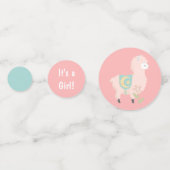 Schattigee Llama Blauwgroen Roze Meisje Baby showe Confetti (Voorkanten)