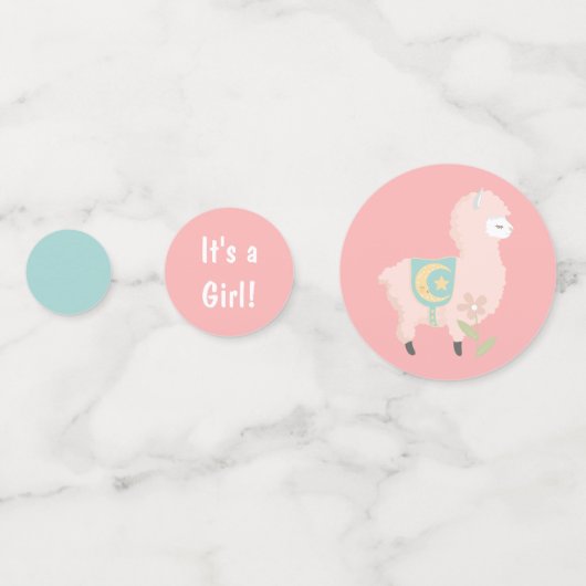 Schattigee Llama Blauwgroen Roze Meisje Baby showe Confetti (Voorkanten)