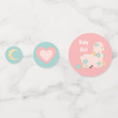 Schattigee Llama Blauwgroen Roze Meisje Baby showe Confetti (Achterkanten)